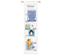 VERVACO Kit Punto De Cruz Medidor De Altura Para Niños BEBÉS ANIMALES Regalos DIY Completo Creativo Manualidades Creatividad Adultos Decoracion Pared Bordar Kit Principiantes ca. 18 x 70 cm