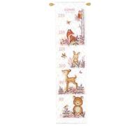 VERVACO Kit Punto De Cruz Medidor De Altura Para Niños EN EL BOSQUE Regalos DIY Completo Creativo Manualidades Creatividad Adultos Decoracion Pared Bordar Kit Principiantes ca. 18 x 70 cm