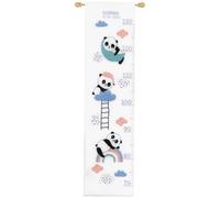 Vervaco Kit Punto De Cruz Medidor De Altura Para Niños PANDA FELIZ Regalos DIY Completo Creativo Manualidades Creatividad Adultos Decoracion Pared Bordar Kit Principiantes ca. 18 x 70 cm