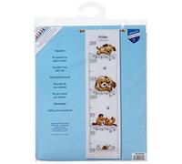VERVACO Kit Punto De Cruz Medidor De Altura para Niños Perros con Flores Regalos DIY Completo Creativo Manualidades Creatividad Adultos Decoracion Pared Bordar Kit Principiantes ca. 18 x 70 cm