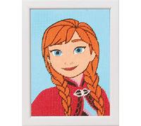 Vervaco Kit tapisserie Disney Frozen Anna, Algodón, Blanc, ca. 13 x 18 cm / 5,2" x 7,2"