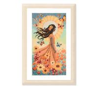 Vervaco Kits De Punto De Cruz Contado Cuadros Decoracion DIY Creativo CHICA CON EL SOL Manualidades Arte De Pared Bordar Kit Principiantes Regalo ca. 16 x 28 cm Cross Stitch Embroidery
