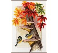 Vervaco Kits De Punto De Cruz Contado Cuadros Decoracion DIY Creativo Kit CARBONEROS EN OTOÑO Manualidades Arte De Pared Bordar Kit Principiantes Regalo ca. 26 x 37 cm Cross Stitch Embroidery