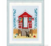 Vervaco Kits De Punto De Cruz Contado Cuadros Decoracion DIY Creativo Kit CASA DE PLAYA Manualidades Arte De Pared Bordar Kit Principiantes Regalo ca. 18 x 21 cm Cross Stitch Embroidery