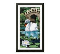 Vervaco Kits De Punto De Cruz Contado Cuadros Decoracion DIY Creativo Kit CISNE Manualidades Arte De Pared Bordar Kit Principiantes Regalo ca. 20 x 40 cm Cross Stitch Embroidery