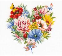 Vervaco Kits De Punto De Cruz Contado Cuadros Decoracion DIY Creativo Kit CORAZÓN DE FLORES Manualidades Arte De Pared Bordar Kit Principiantes Regalo ca. 25 x 25 cm Cross Stitch Embroidery