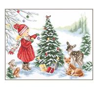 VERVACO Kits De Punto De Cruz Contado Cuadros Decoracion DIY Creativo Kit DECORANDO PARA NAVIDAD Manualidades Arte De Pared Bordar Kit Principiantes Regalo ca. 37 x 29 cm Cross Stitch Embroidery