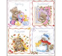 VERVACO Kits De Punto De Cruz Contado Cuadros Decoracion DIY Creativo Kit Palomitas Las 4 Estaciones Manualidades Arte De Pared Bordar Kit Principiantes Regalo ca. 27 x 31 cm Cross Stitch Embroidery