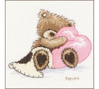 VERVACO Kits De Punto De Cruz Contado Cuadros Decoracion DIY Creativo Kit POPCORN CON UN CORAZÓN Manualidades Arte De Pared Bordar Kit Principiantes Regalo ca. 13 x 11 cm Cross Stitch Embroidery