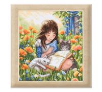 VERVACO Kits De Punto De Cruz Contado Cuadros Decoracion DIY Creativo Kit RELAX EN EL JARDÍN Manualidades Arte De Pared Bordar Kit Principiantes Regalo ca. 23 x 25 cm Cross Stitch Embroidery