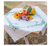 VERVACO Mantel Para Bordar Punto De Cruz Completo Bordado Tela Impresa EUCALIPTO Decoracion Para Manualidades DIY Adultos Set Ocio Creativo Regalo ca. 80 x 80 cm Cross Stitch Embroidery