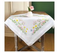 VERVACO Mantel Para Bordar Punto De Cruz Completo Bordado Tela Impresa FLORES DEL CAMPO Decoracion Para Manualidades DIY Adultos Set Ocio Creativo Regalo 80 x 80 cm Cross Stitch Embroidery