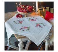 Vervaco Mantel para Bordar Punto De Cruz Completo Bordado Tela Impresa GNOMOS DE Navidad Decoracion para Manualidades DIY Adultos Set Ocio Creativo Regalo ca. 80 x 80 cm Cross Stitch Embroidery