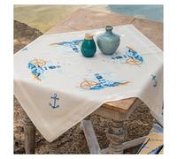 VERVACO Mantel Para Bordar Punto De Cruz Completo Bordado Tela Impresa MARINO Decoracion Para Manualidades DIY Adultos Set Ocio Creativo Regalo ca. 80 x 80 cm Cross Stitch Embroidery