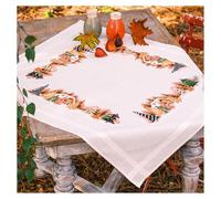 VERVACO Mantel Para Bordar Punto De Cruz Completo Bordado Tela Impresa Pueblo de invierno Decoracion Para Manualidades DIY Adultos Set Ocio Creativo Regalo ca. 80 x 80 cm Cross Stitch Embroidery