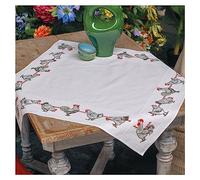 Vervaco Mantel para Kit Bordado Punto De Cruz Contado Bordado Pollos Decoracion para Manualidades DIY Adultos Set Ocio Creativo Regalo ca. 80 x 80 cm Cross Stitch Embroidery