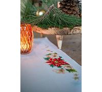 VERVACO Mantel para Kit Punto De Cruz Contado Bordado Flores DE Navidad Decoracion para Manualidades DIY Adultos Set Ocio Creativo Regalo ca. 80 x 80 cm Cross Stitch Embroidery, Multicolor