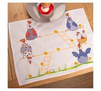 VERVACO Manteles Individuales Tela Para Bordar Punto De Cruz Completo Bordado Tela Impresa POLLOS LOCOS SET DE 2 Decoracion Para Manualidades DIY Adultos Set Ocio Creativo Regalo 35 x 45 cm