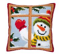VERVACO MUÑECO DE Nieve Punto De Cruz Cojin Decorativo Manualidades Adultos Decoracion Bordar Kit Principiantes Completo DIY Bordado Cross Stitch ca, Algodón, Multicolor, 40 x 40 cm