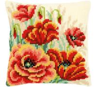 Vervaco Punto De Cruz Kit Cojin Decorativo Amapolas II Manualidades Adultos Decoracion Bordar Kit Principiantes Completo DIY Bordado Creativo Regalo ca. 40x40 cm Cross Stitch Embroidery