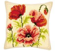 Vervaco Punto De Cruz Kit Cojin Decorativo Amapolas Silvestres Manualidades Adultos Decoracion Bordar Kit Principiantes Completo DIY Bordado Creativo Regalo ca. 40x40 cm Cross Stitch Embroidery