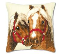 Vervaco Punto De Cruz Kit Cojin Decorativo Amistad EQUINA Manualidades Adultos Decoracion Bordar Kit Principiantes Completo DIY Bordado Creativo Regalo ca. 40x40 cm Cross Stitch Embroidery