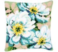 VERVACO Punto De Cruz Kit Cojin Decorativo ANÉMONAS JAPONESAS Manualidades Adultos Decoracion Bordar Kit Principiantes Completo DIY Bordado Creativo Regalo ca. 40x40 cm Cross Stitch Embroidery