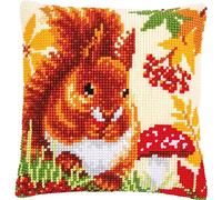 Vervaco Punto De Cruz Kit Cojin Decorativo ARDILLA EN OTOÑO Manualidades Adultos Decoracion Bordar Kit Principiantes Completo DIY Bordado Creativo Regalo ca. 40x40 cm Cross Stitch Embroidery