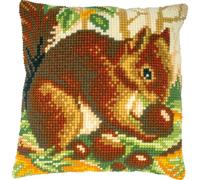 Vervaco Punto De Cruz Kit Cojin Decorativo ARDILLA Manualidades Adultos Decoracion Bordar Kit Principiantes Completo DIY Bordado Creativo Regalo ca. 40x40 cm Cross Stitch Embroidery
