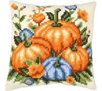 VERVACO Punto De Cruz Kit Cojin Decorativo Calabazas Manualidades Adultos Decoracion Bordar Kit Principiantes Completo DIY Bordado Creativo Regalo ca. 40x40 cm Cross Stitch Embroidery40 x 40 cm