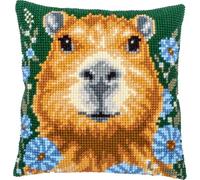 VERVACO Punto De Cruz Kit Cojin Decorativo CAPIBARA Manualidades Adultos Decoracion Bordar Kit Principiantes Completo DIY Bordado Creativo Regalo ca. 40x40 cm Cross Stitch Embroidery40 x 40 cm