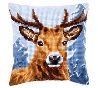 Vervaco Punto De Cruz Kit Cojin Decorativo Ciervo Manualidades Adultos Decoracion Bordar Kit Principiantes Completo DIY Bordado Creativo Regalo ca. 40x40 cm Cross Stitch Embroidery