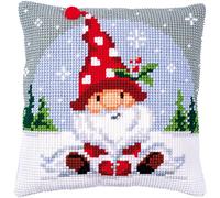 VERVACO Punto De Cruz Kit Cojin Decorativo DUENDE DE NAVIDAD Manualidades Adultos Decoracion Bordar Kit Principiantes Completo DIY Bordado Creativo Regalo ca. 40x40 cm Cross Stitch Embroidery