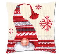 Vervaco Punto De Cruz Kit Cojin Decorativo Duende DE Navidad Manualidades Adultos Decoracion Bordar Kit Principiantes Completo DIY Bordado Creativo Regalo ca. 40x40 cm Cross Stitch Embroidery
