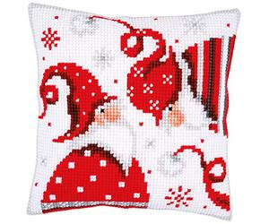 Vervaco Punto De Cruz Kit Cojin Decorativo DUENDES DE NAVIDAD I Manualidades Adultos Decoracion Bordar Kit Principiantes Completo DIY Bordado Creativo Regalo ca. 40x40 cm Cross Stitch Embroidery