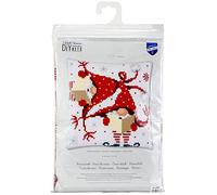 Vervaco Punto De Cruz Kit Cojin Decorativo DUENDES DE NAVIDAD II Manualidades Adultos Decoracion Bordar Kit Principiantes Completo DIY Bordado Creativo Regalo ca. 40x40 cm Cross Stitch Embroidery