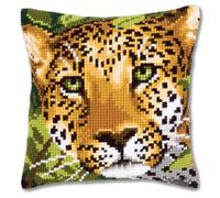 VERVACO Punto De Cruz Kit Cojin Decorativo EL Leopardo Manualidades Adultos Decoracion Bordar Kit Principiantes Completo DIY Bordado Creativo Regalo ca. 40x40 cm Cross Stitch Embroidery