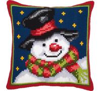 Vervaco Punto De Cruz Kit Cojin Decorativo EL MUÑECO DE Nieve Manualidades Adultos Decoracion Bordar Kit Principiantes Completo DIY Bordado Creativo Regalo ca. 40x40 cm Cross Stitch Embroidery