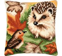 VERVACO Punto De Cruz Kit Cojin Decorativo Erizo Manualidades Adultos Decoracion Bordar Kit Principiantes Completo DIY Bordado Creativo Regalo ca. 40x40 cm Cross Stitch Embroidery40 x 40 cm