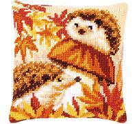 Vervaco Punto De Cruz Kit Cojin Decorativo ERIZOS CON SETAS Manualidades Adultos Decoracion Bordar Kit Principiantes Completo DIY Bordado Creativo Regalo ca. 40x40 cm Cross Stitch Embroidery