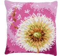 Vervaco Punto De Cruz Kit Cojin Decorativo FLOR DE PELUSA Manualidades Adultos Decoracion Bordar Kit Principiantes Completo DIY Bordado Creativo Regalo ca. 40 x 40 cm Cross Stitch Embroidery