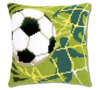 Vervaco Punto De Cruz Kit Cojin Decorativo FÚTBOL Manualidades Adultos Decoracion Bordar Kit Principiantes Completo DIY Bordado Creativo Regalo ca. 40x40 cm Cross Stitch Embroidery