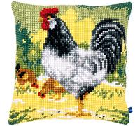 Vervaco Punto De Cruz Kit Cojin Decorativo GALLO BLANCO Manualidades Adultos Decoracion Bordar Kit Principiantes Completo DIY Bordado Creativo Regalo ca. 40x40 cm Cross Stitch Embroidery