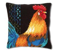 Vervaco Punto De Cruz Kit Cojin Decorativo Gallo Manualidades Adultos Decoracion Bordar Kit Principiantes Completo DIY Bordado Creativo Regalo ca. 40x40 cm Cross Stitch Embroidery