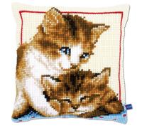 Vervaco Punto De Cruz Kit Cojin Decorativo Gatitos Jugando Manualidades Adultos Decoracion Bordar Kit Principiantes Completo DIY Bordado Creativo Regalo ca. 40x40 cm Cross Stitch Embroidery
