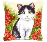 Vervaco Punto De Cruz Kit Cojin Decorativo Gato EN UN Campo Manualidades Adultos Decoracion Bordar Kit Principiantes Completo DIY Bordado Creativo Regalo ca. 40x40 cm Cross Stitch Embroidery