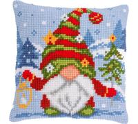 Vervaco Punto De Cruz Kit Cojin Decorativo GNOMO DE NAVIDAD Manualidades Adultos Decoracion Bordar Kit Principiantes Completo DIY Bordado Creativo Regalo ca. 40x40 cm Cross Stitch Embroidery