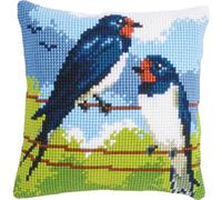 Vervaco Punto De Cruz Kit Cojin Decorativo GOLONDRINAS Manualidades Adultos Decoracion Bordar Kit Principiantes Completo DIY Bordado Creativo Regalo ca. 40x40 cm Cross Stitch Embroidery