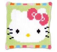 VERVACO Punto De Cruz Kit Cojin Decorativo Hello Kitty Pastel Manualidades Adultos Decoracion Bordar Kit Principiantes Completo DIY Bordado Creativo Regalo ca. 40x40 cm Cross Stitch Embroidery