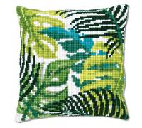 Vervaco Punto De Cruz Kit Cojin Decorativo Hojas Manualidades Adultos Decoracion Bordar Kit Principiantes Completo DIY Bordado Creativo Regalo ca. 40x40 cm Cross Stitch Embroidery